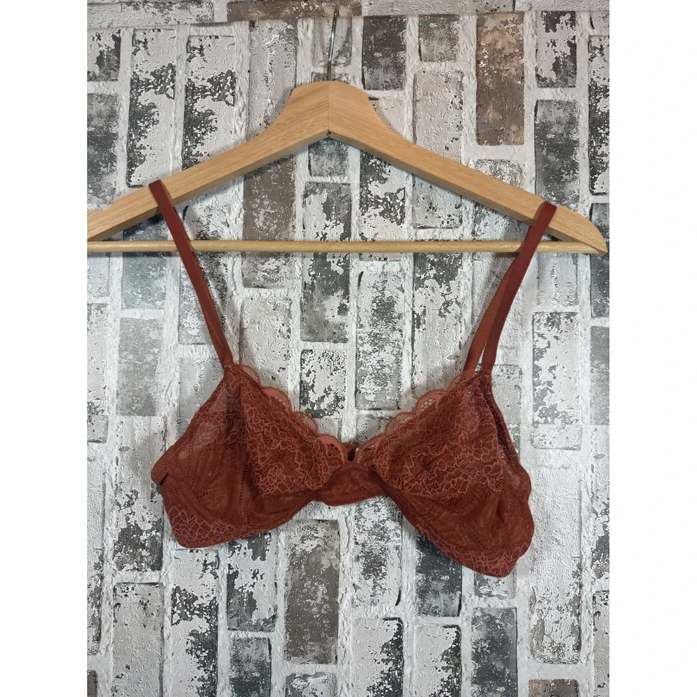 Madewell Lace Bralette Womens Small Terracotta Unlined‎ Sheer